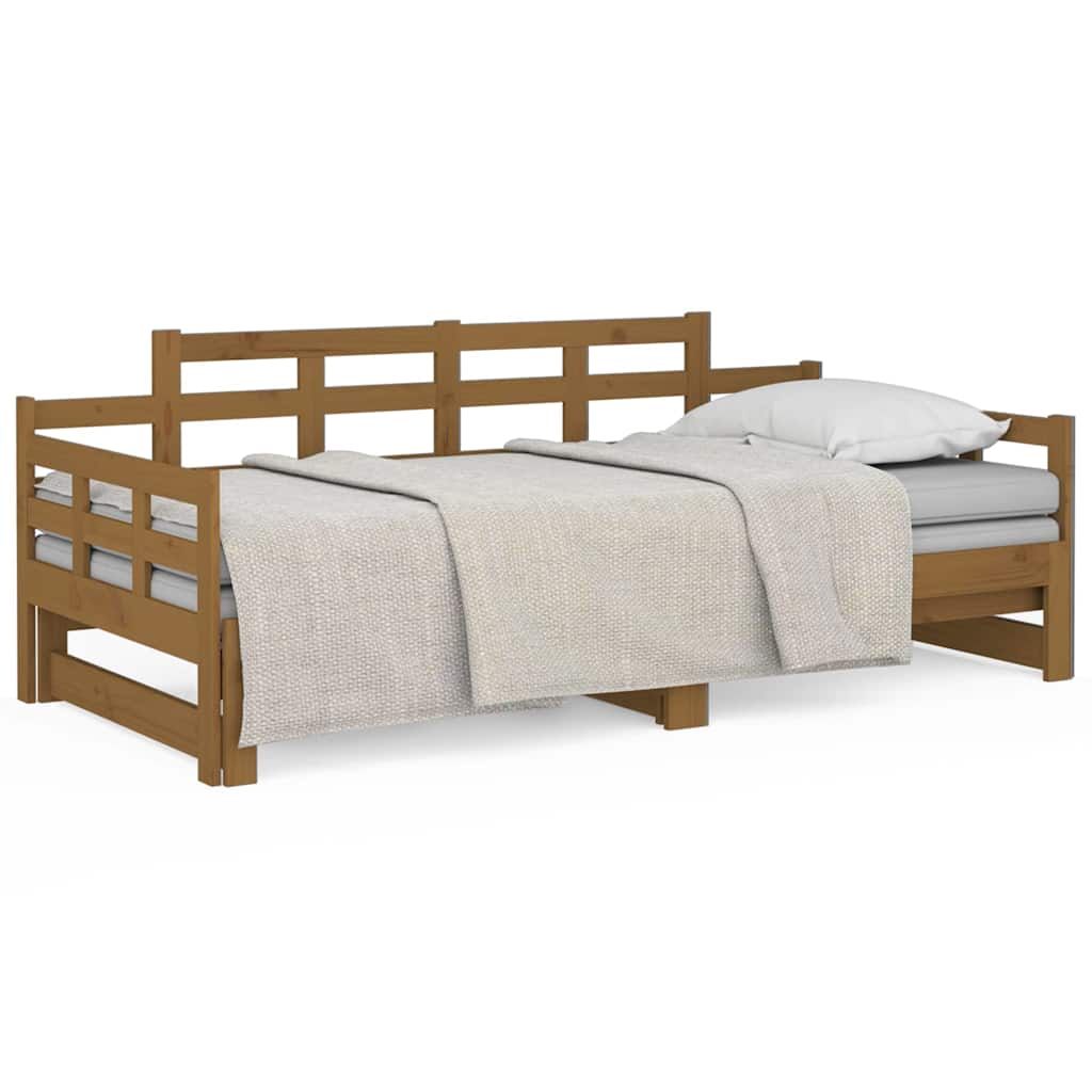 Vidaxl slaapbank uitschuifbaar grenenhout honingbruin 2x(90x190) cm