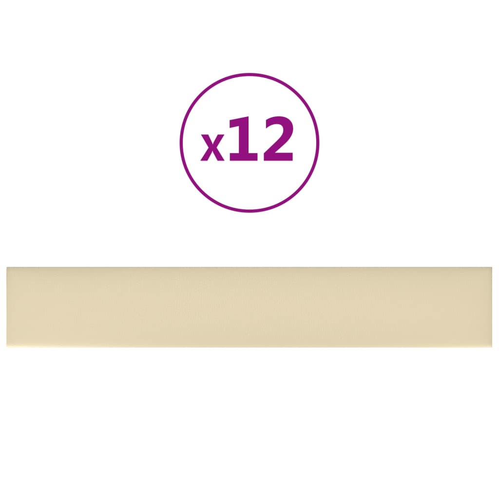 Vidaxl -Wandpaneele 12 ST 1,62 m² 90 x 15 cm künstliche Ledercreme -Colored