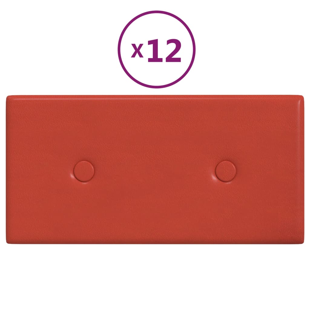 Vidaxl -Wandpaneele 12 Stcs 0,54 m² 30 x 15 cm künstliches Lederrot rot