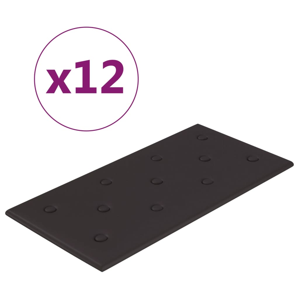 Vidaxl Wandpaneele 12 ST 2,16 m² 60 x 30 cm künstliches Lederschwarz