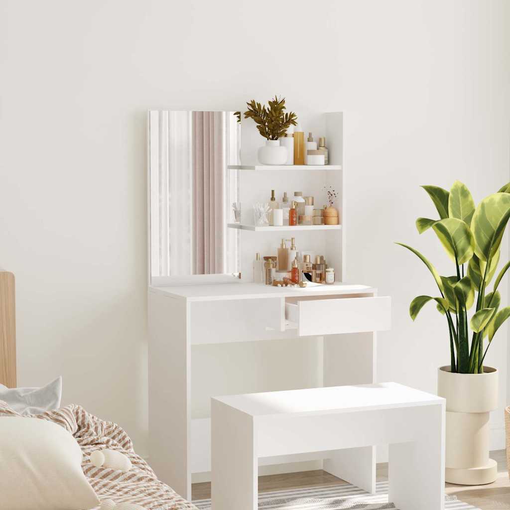 Vidaxl kaptafel met spiegel 74,5x40x141 cm wit