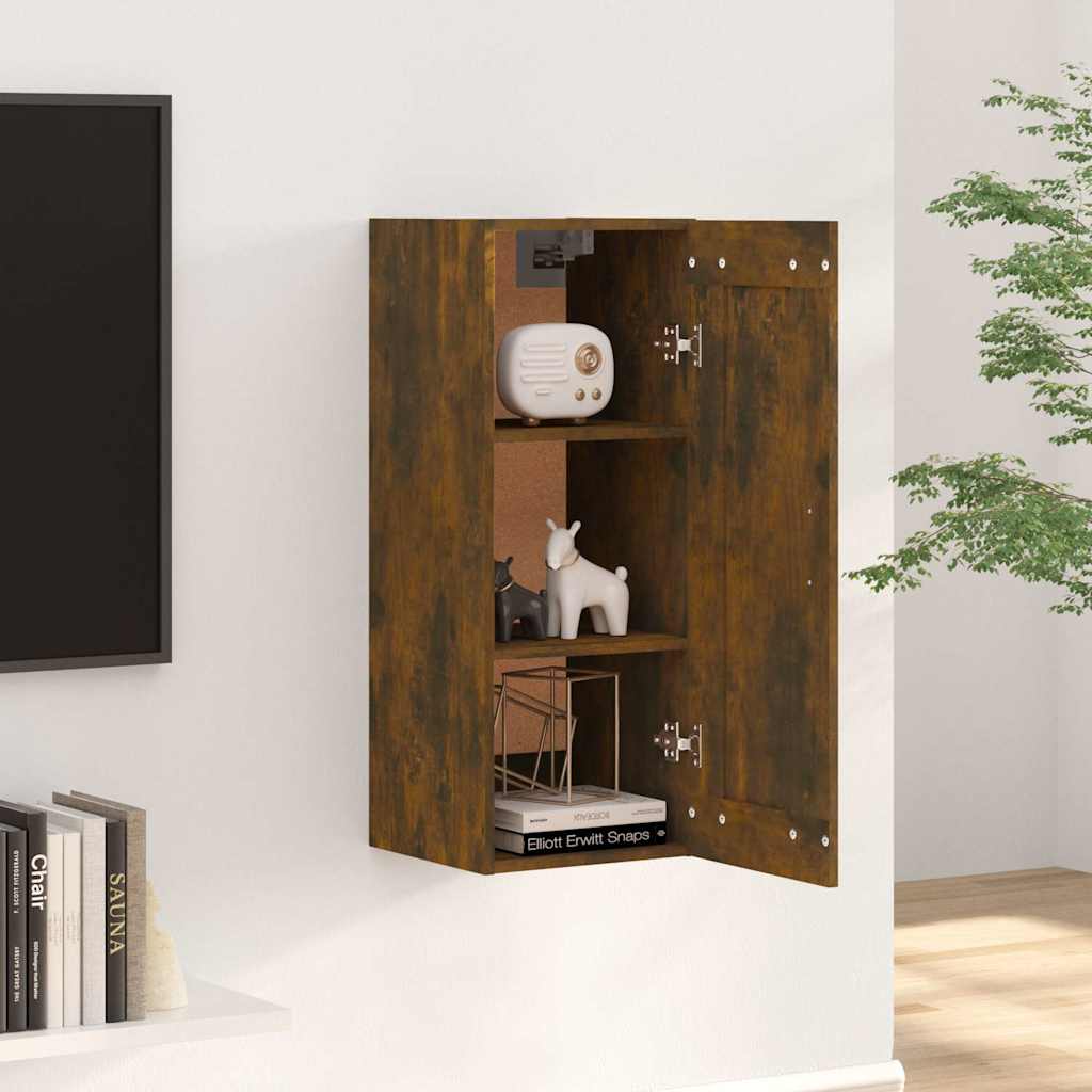 Vidaxl wandkast 35x34x90 cm bewerkt hout gerookt eikenkleurig