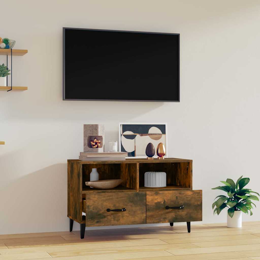 Vidaxl tv-meubel 80x36x50 cm bewerkt hout gerookt eikenkleurig