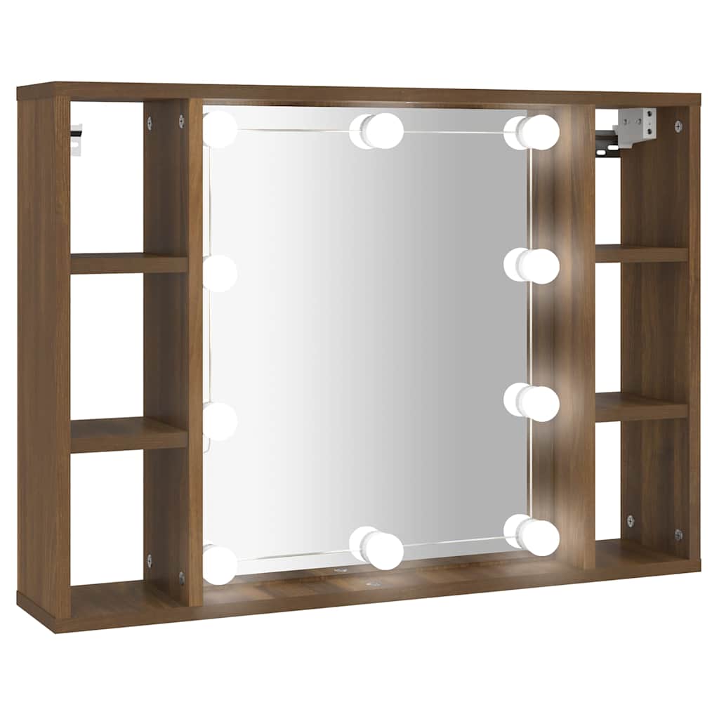 Vidaxl spiegelkast met led-verlichting 76x15x55 cm bruin eikenkleur