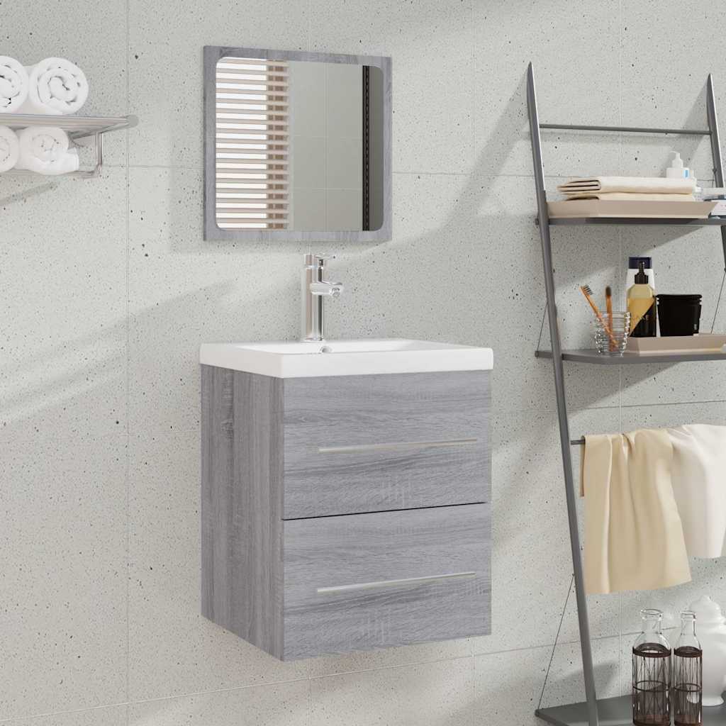 Vidaxl badkamerkast met spiegel 41x38,5x48 grijs sonoma eikenkleurig