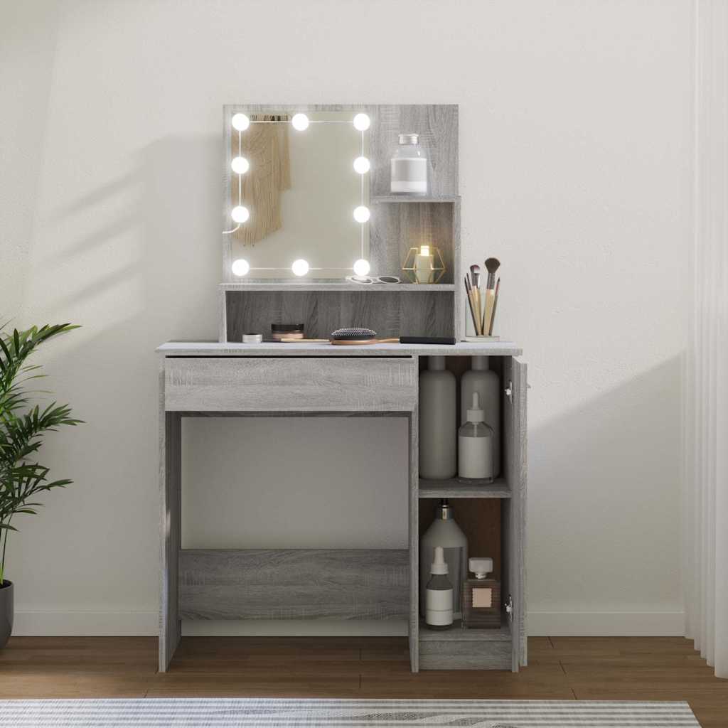 Vidaxl kaptafel met led 86,5x35x136 cm grijs sonoma eikenkleurig