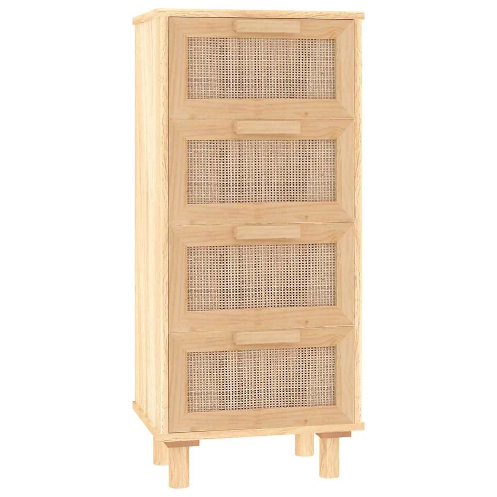 Vidaxl dressoir 40x30x90 cm massief grenenhout en rattan bruin