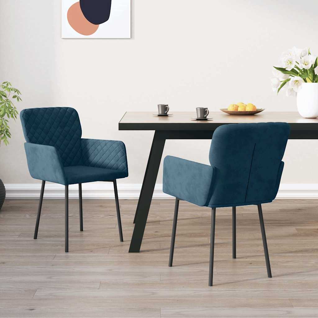 Vidaxl eetkamerstoelen 2 st fluweel blauw