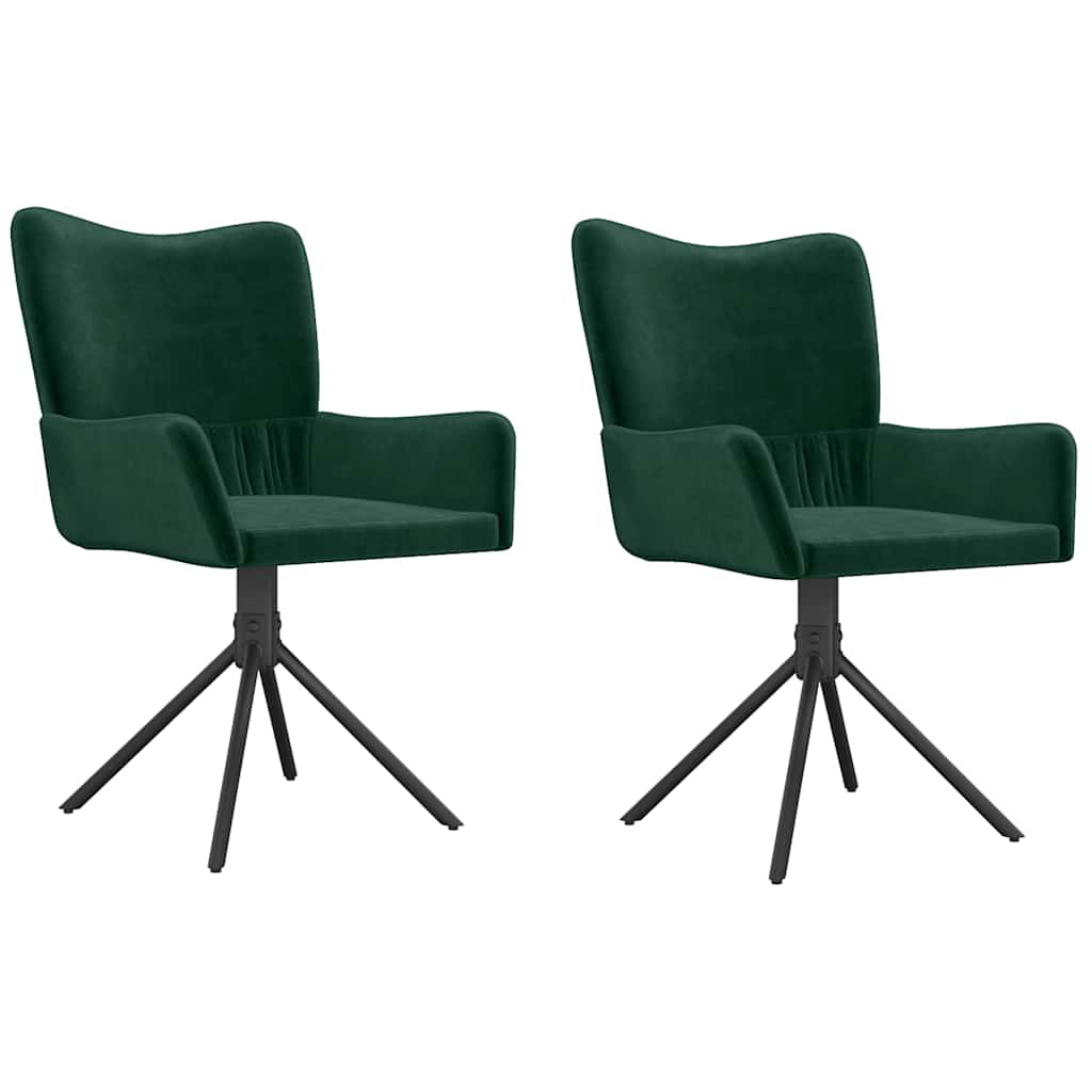 Vidaxl eetkamerstoelen draaibaar 2 st fluweel donkergroen