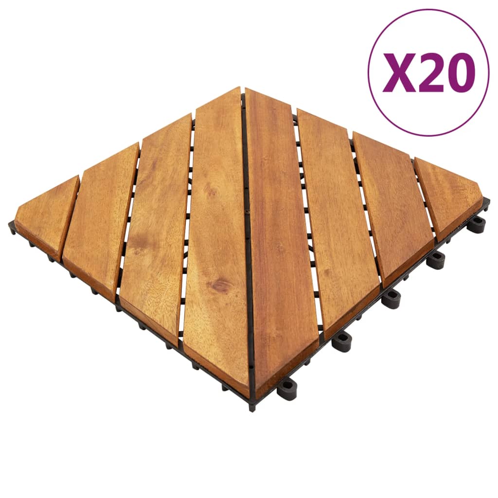 VIDAXL -Terrassenfliesen 20 Stcs 30 x 30 cm Festes Akazieholzbraun