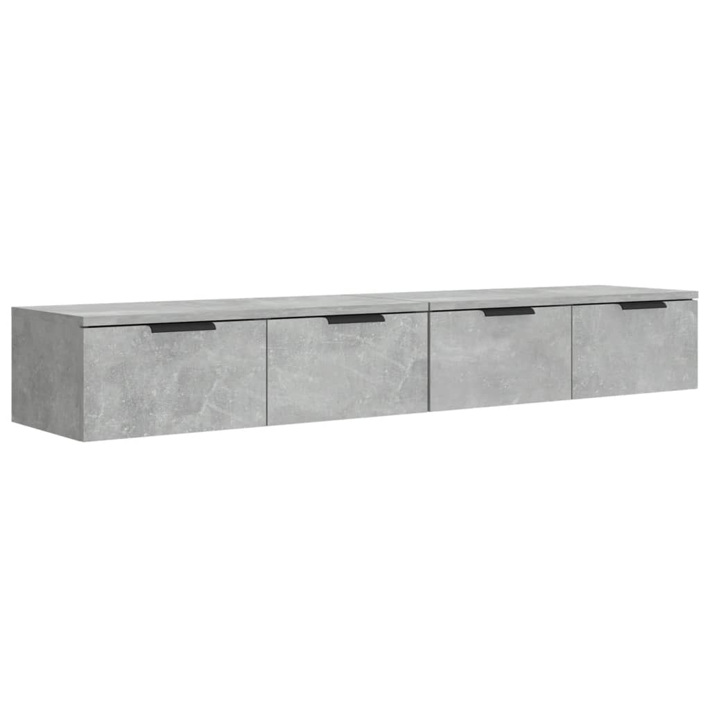 Vidaxl wandkasten 2 st 68x30x20 cm bewerkt hout betongrijs