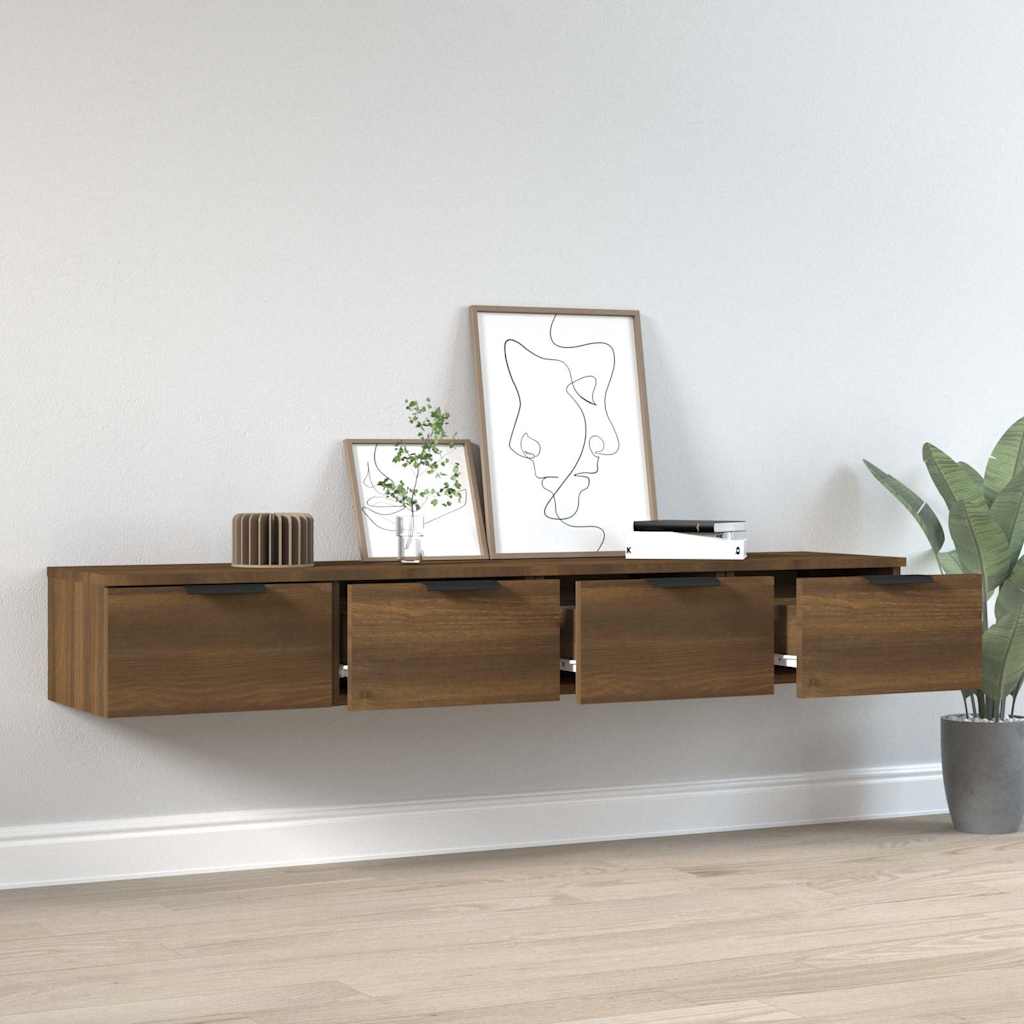 Vidaxl wandkasten 2 st 68x30x20 cm bewerkt hout bruin eikenkleur