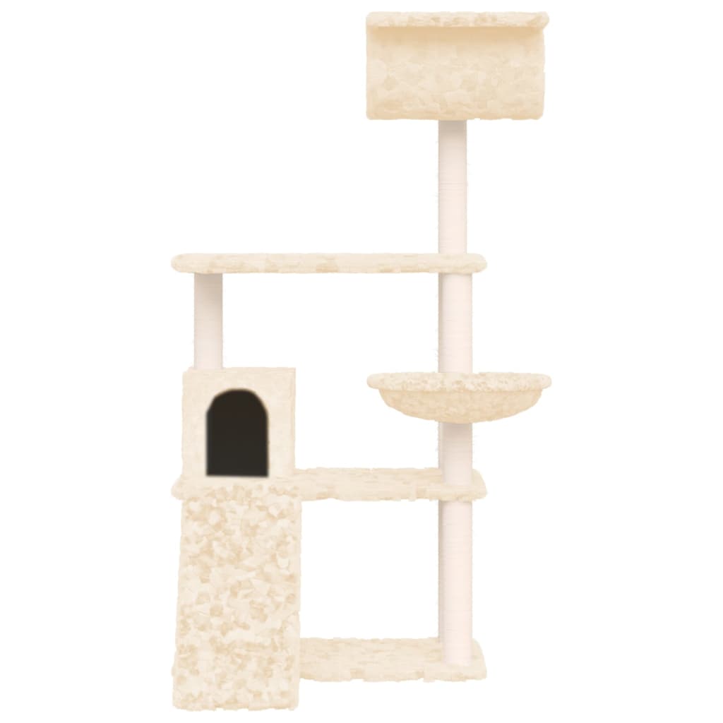 Vidaxl -Katzenmöbel mit Sisal -Kratzerpfosten 131 cm creme -gelenkt