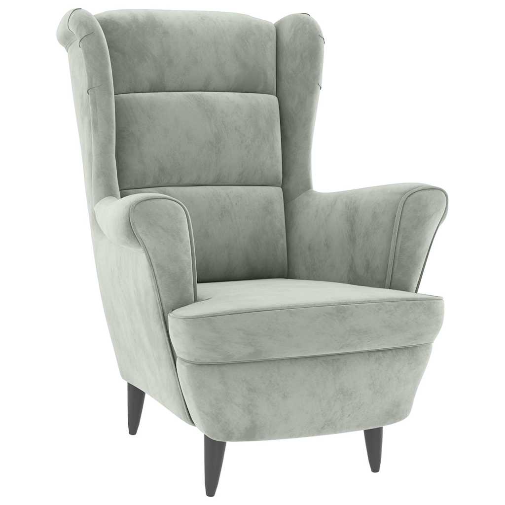Vidaxl fauteuil met voetenbank fluweel lichtgrijs