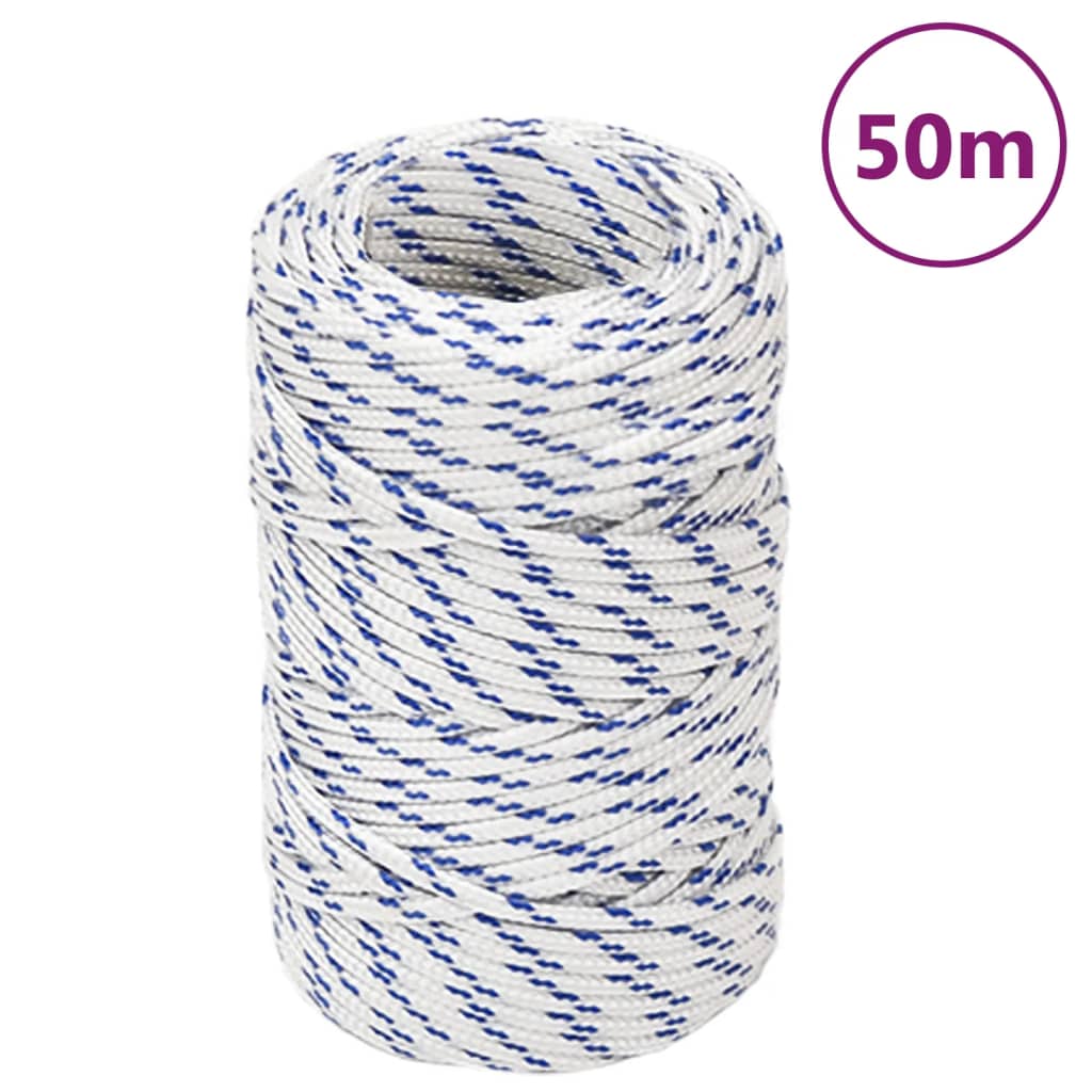 VidaXL Bootsseil 2 mm 50 m Polypropylen weiß