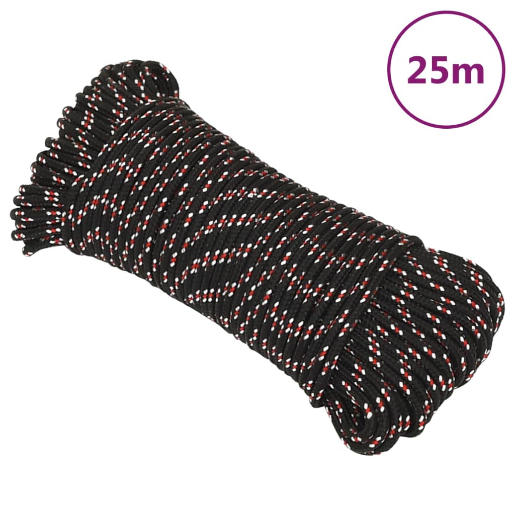 VidaXL Bootsseil 5 mm 25 m Polypropylen schwarz