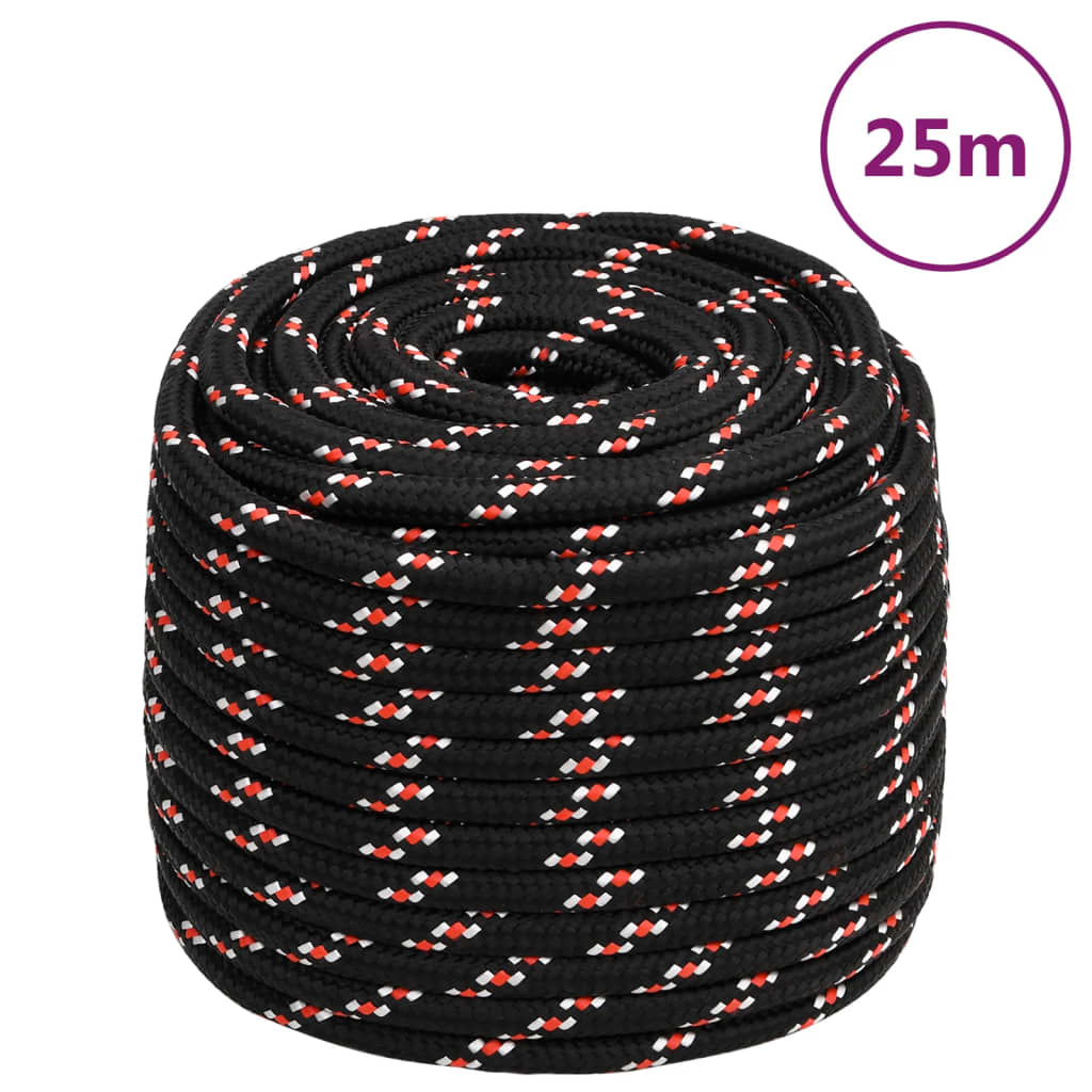 VidaXL Bootsseil 18 mm 25 m Polypropylen schwarz