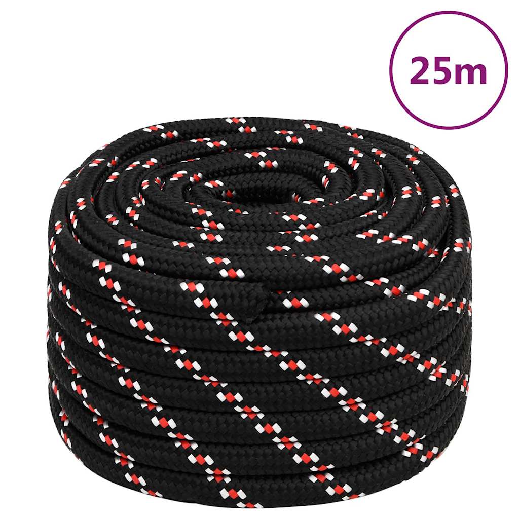 VidaXL Bootsseil 20 mm 25 m Polypropylen schwarz