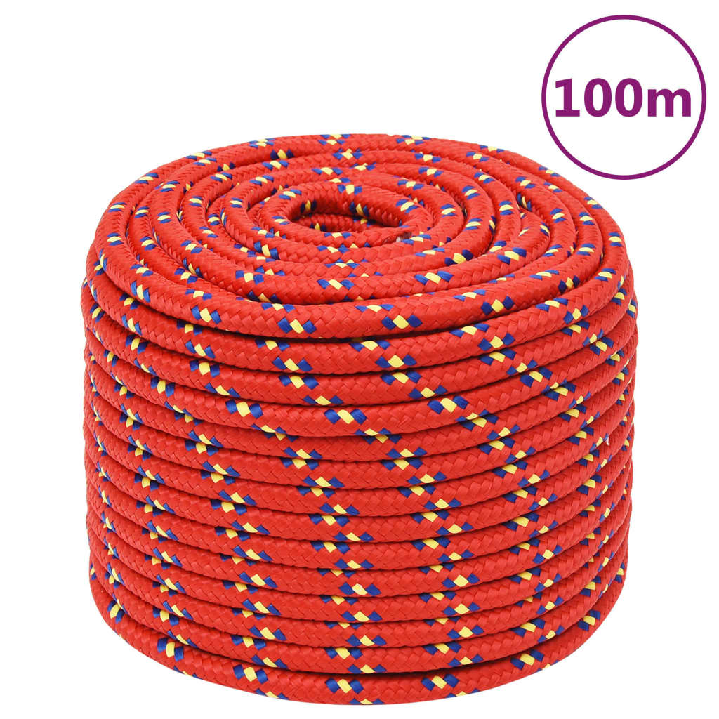 Vidaxl -Bootseil 12 mm 100 m Polypropylenrot