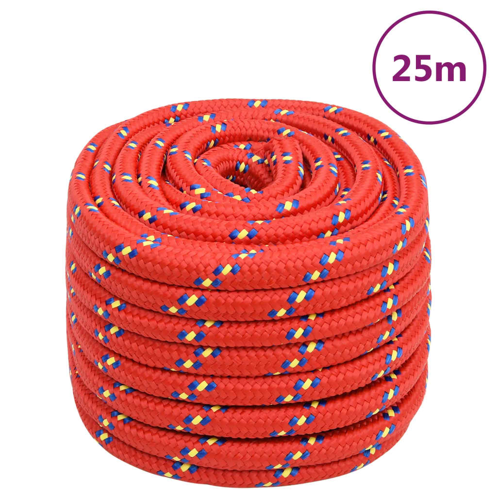 VidaXL Bootsseil 20 mm 25 m Polypropylen rot