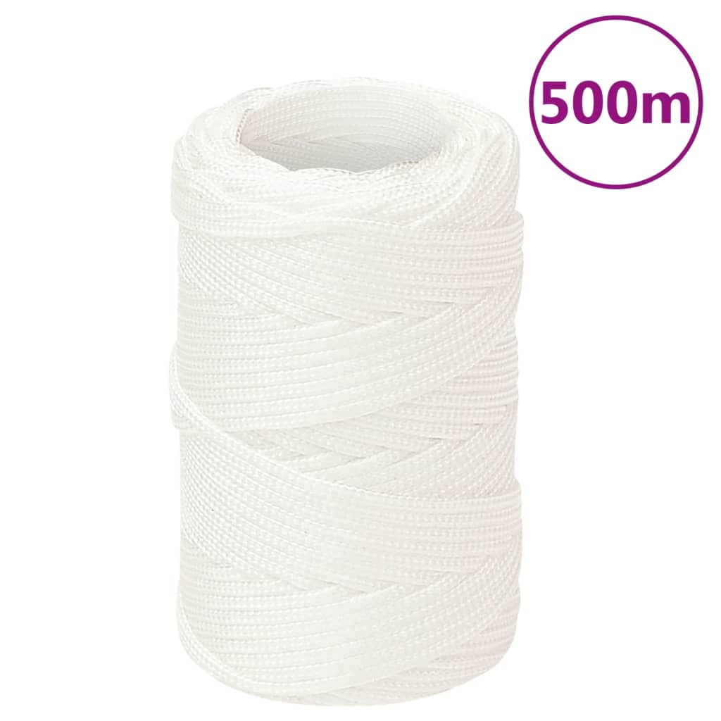 Vidaxl -Bootseil 2 mm 500 m Polypropylen Voll weiß