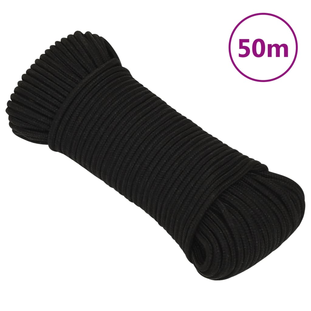 Vidaxx Arbeitsseil 4 mm 50 m Polyester schwarz