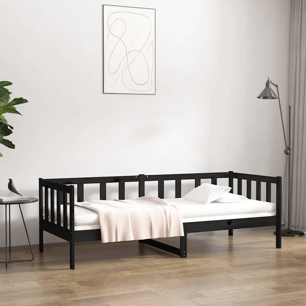 Vidaxl slaapbank 80x200 cm massief grenenhout zwart