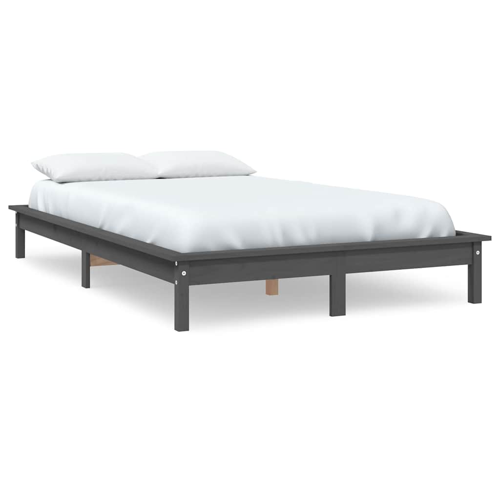 Vidaxl bedframe massief grenenhout grijs 160x200 cm