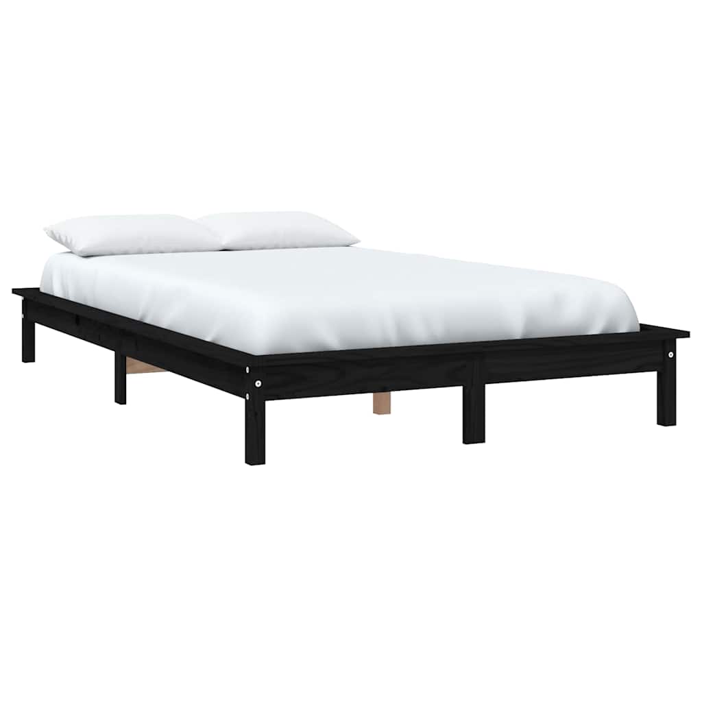 Vidaxl bedframe massief grenenhout zwart 160x200 cm