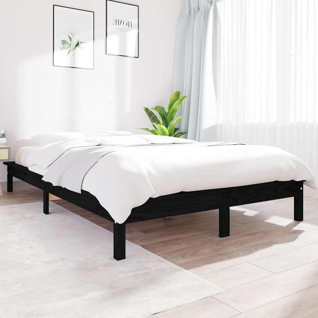 Vidaxl bedframe massief grenenhout zwart 160x200 cm