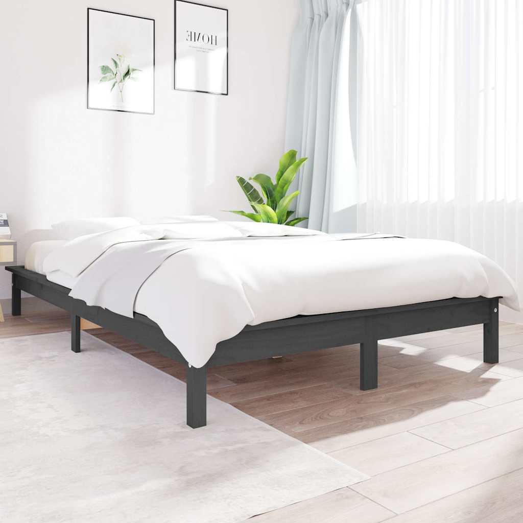 Vidaxl bedframe massief grenenhout 180x200 cm grijs