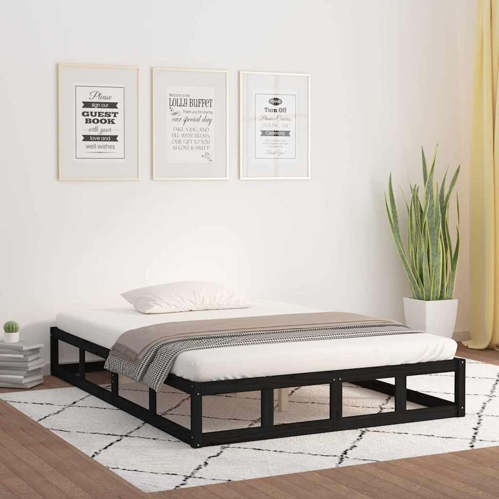 Vidaxl bedframe massief hout zwart 200x200 cm