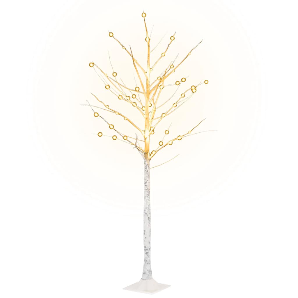 VidaXL Birke LED 96 LEDs warmweiß 180 cm weiß