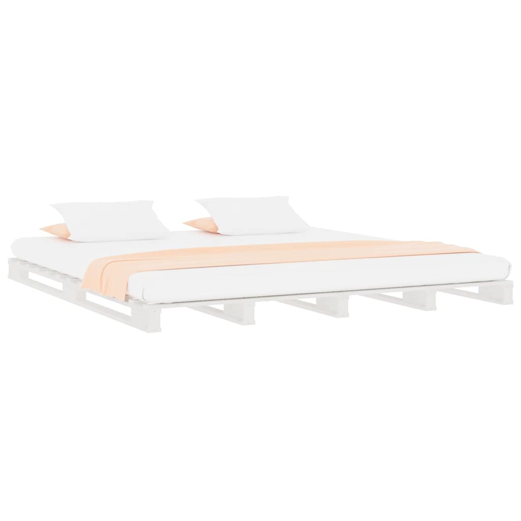 Vidaxl palletbed massief grenenhout wit 200x200 cm