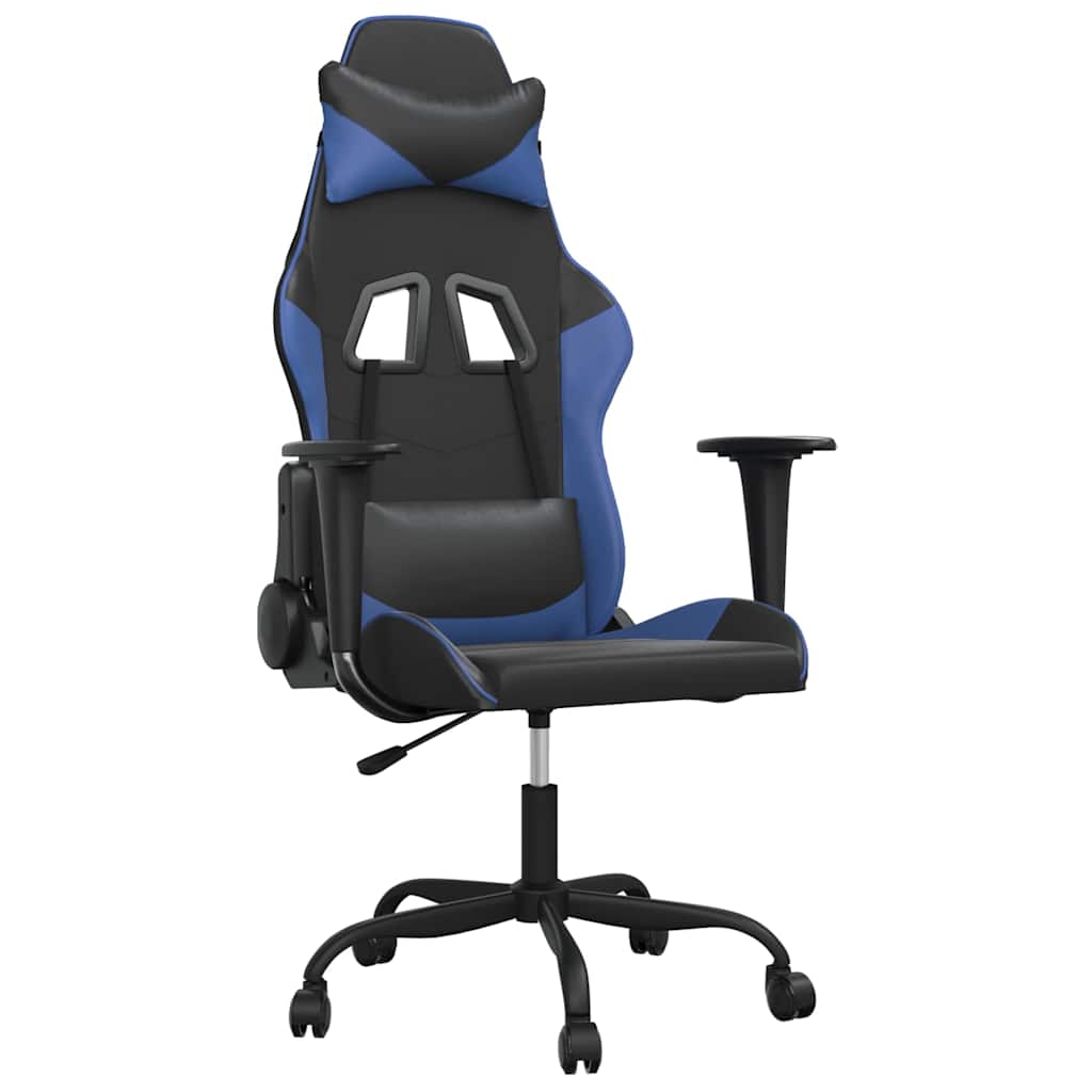 Vidaxl massage gamestoel kunstleer zwart en blauw