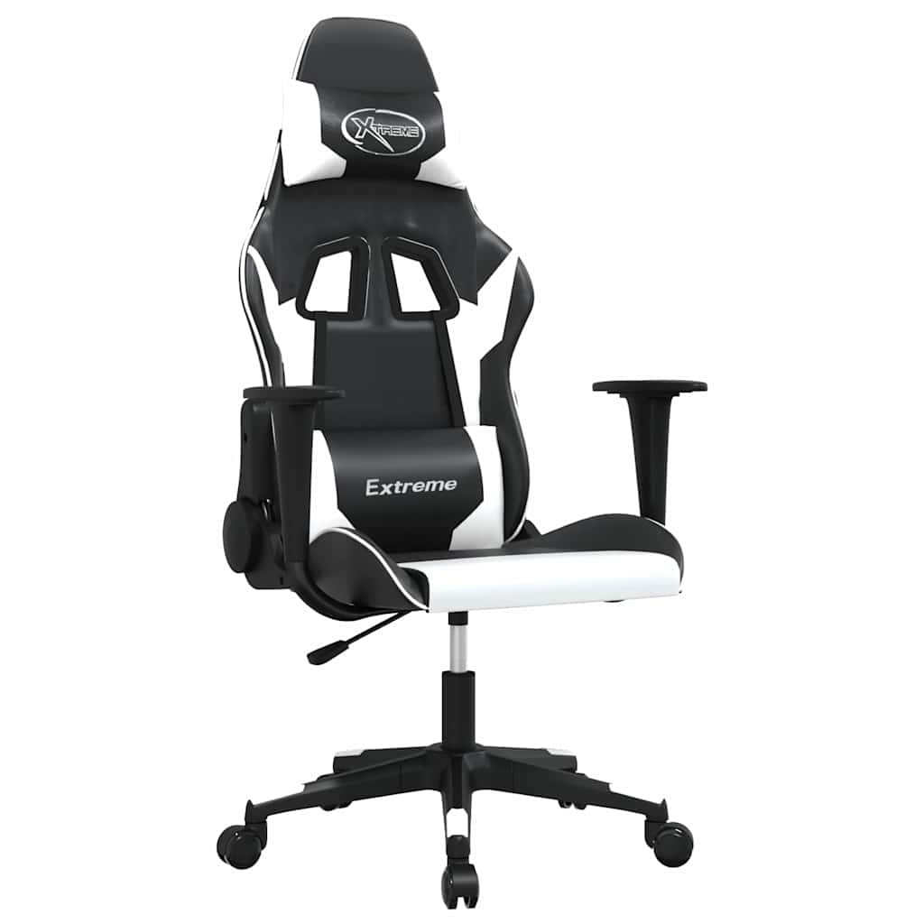 Vidaxl massage gamestoel kunstleer zwart en wit