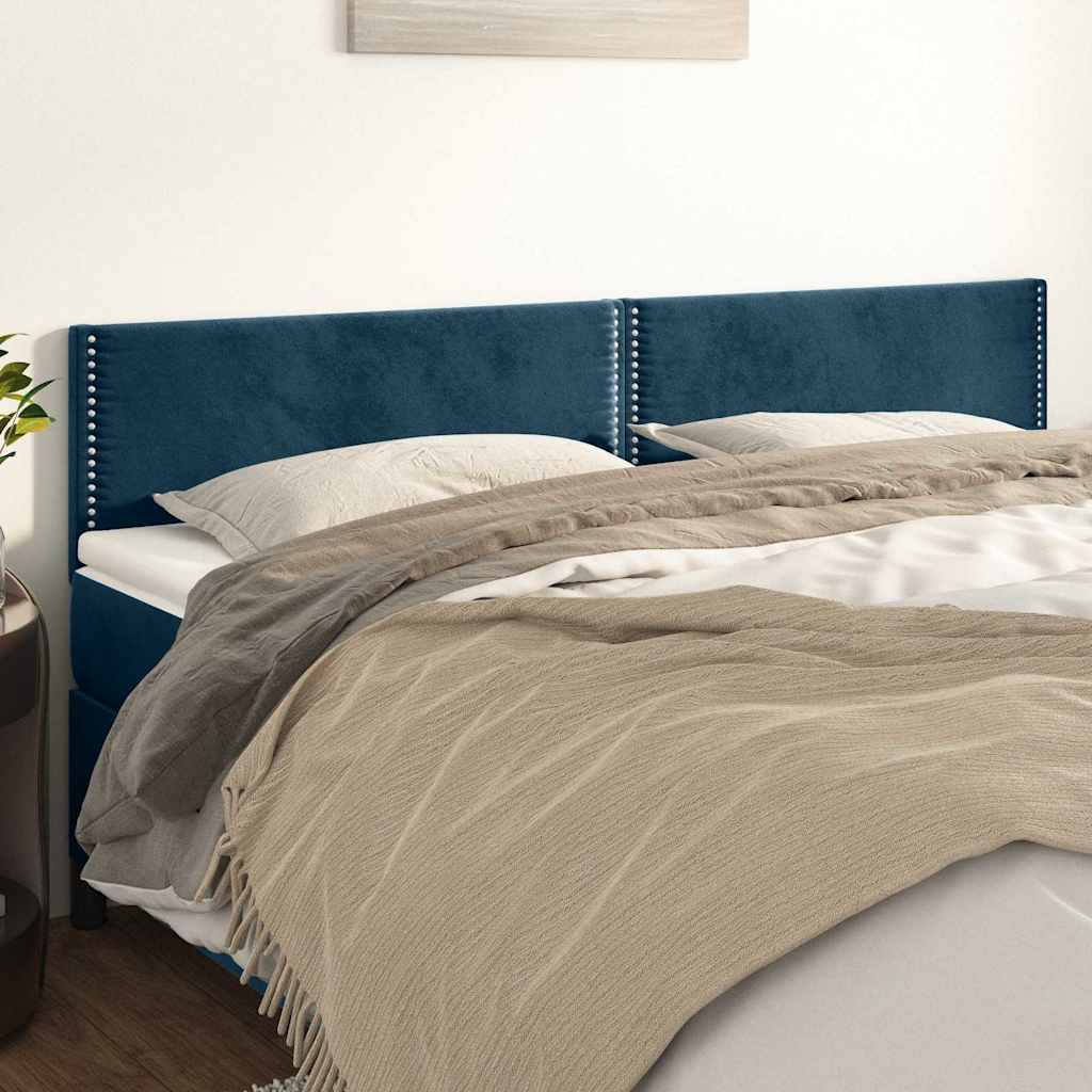 Vidaxl hoofdborden 2 st 80x5x78 88 cm fluweel donkerblauw