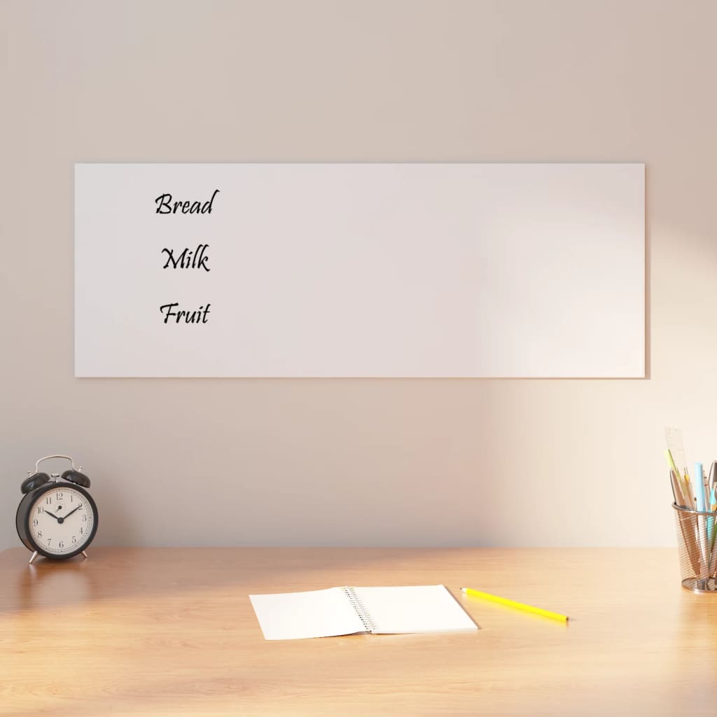 VidaXL Magnettafel für die Wand 80x30 cm Hartglas weiß