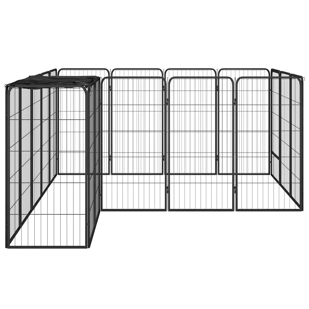 Vidaxl -Hundezwinger 18 Paneele 50 x 100 cm Pulver -Stahlschwarz