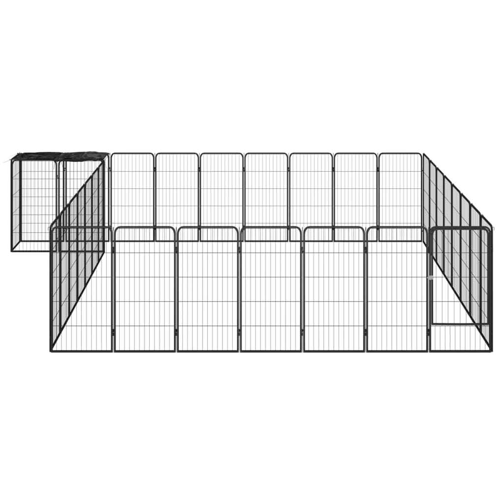 Vidaxl -Hund Kennel 34 Paneele 50 x 100 cm Pulver -Stahlschwarz
