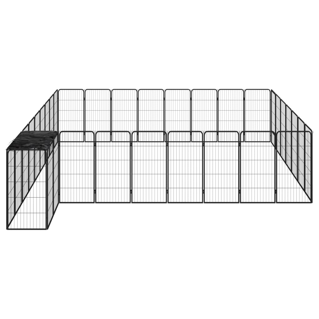 Vidaxl -Hund Kennel 34 Paneele 50 x 100 cm Pulver -Stahlschwarz