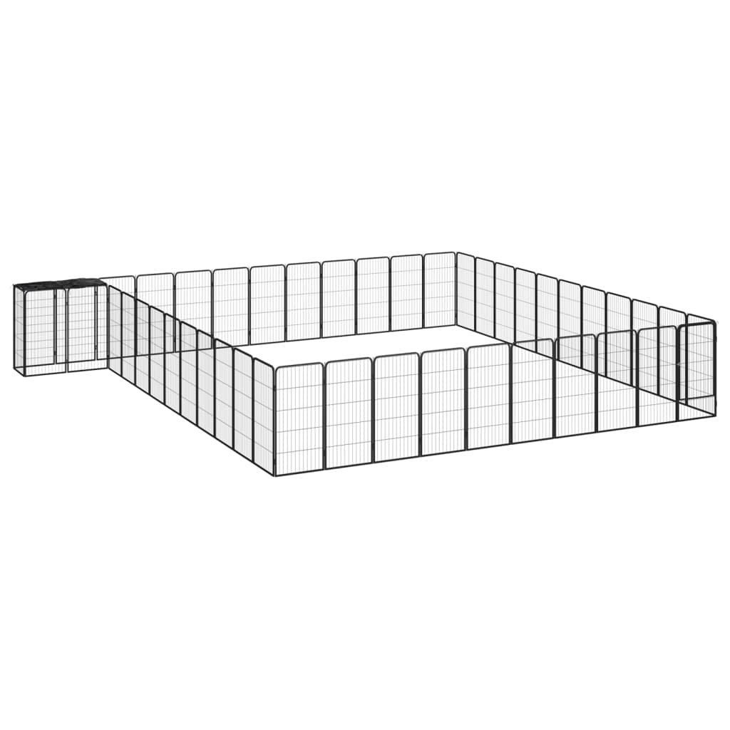Vidaxl -Hundezwinger 46 Paneele 50 x 100 cm Pulver -Stahlschwarz schwarz