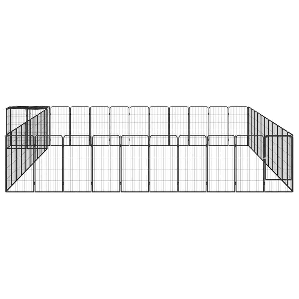 Vidaxl -Hundezwinger 46 Paneele 50 x 100 cm Pulver -Stahlschwarz schwarz