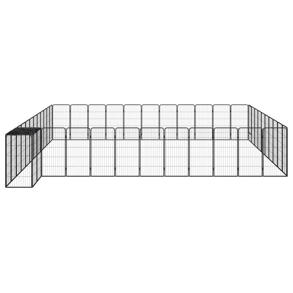 Vidaxl -Hundezwinger 46 Paneele 50 x 100 cm Pulver -Stahlschwarz schwarz