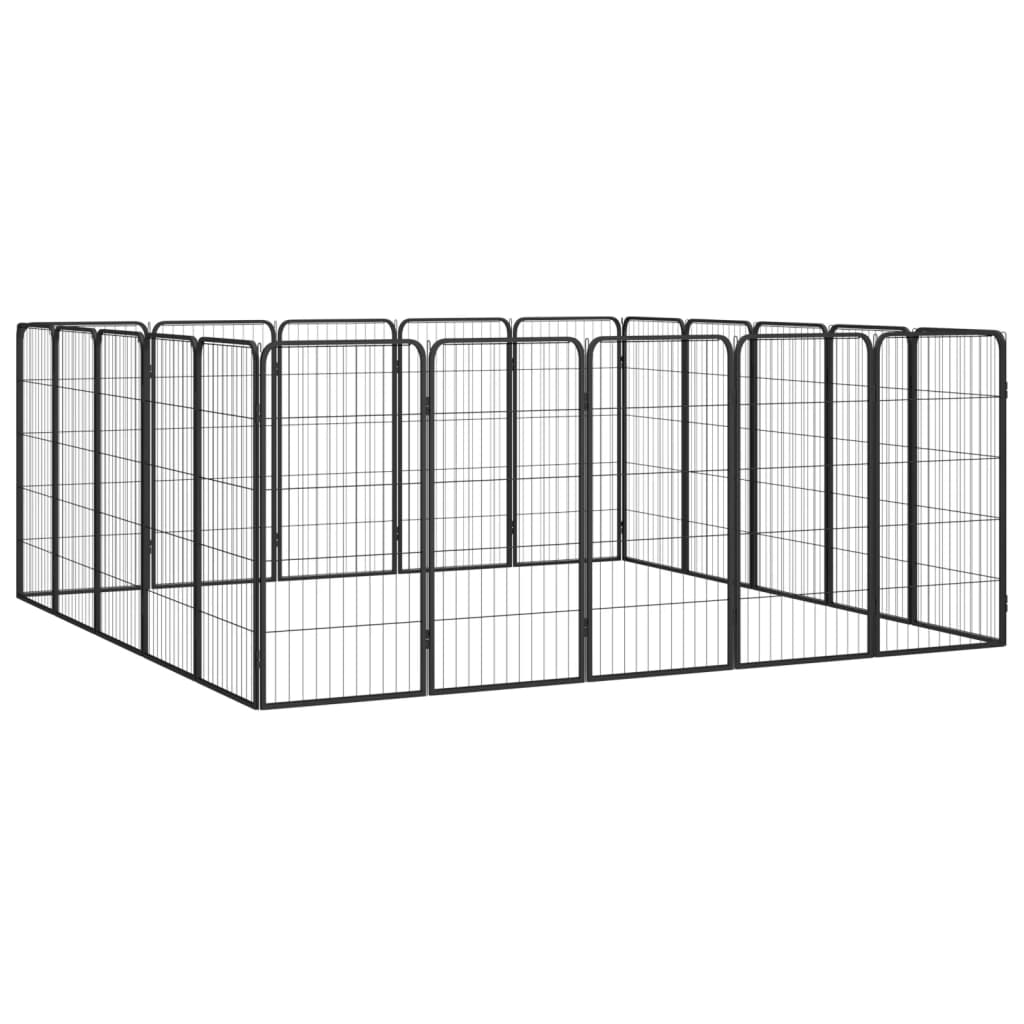 Vidaxl -Hundezwinger 20 Paneele 50 x 100 cm Pulver -Stahlschwarz