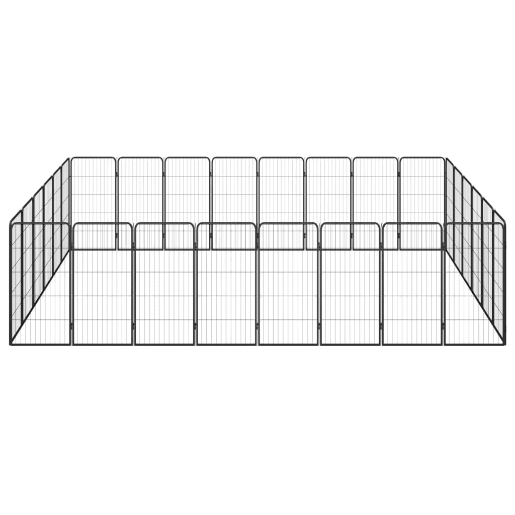 Vidaxl -Hundezwinger 28 Panels 50 x 100 cm Pulver -Stahlschwarz Schwarz