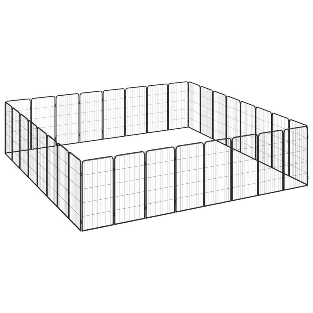Vidaxl -Hund Kennel 32 Paneele 50 x 100 cm Pulver -Stahlschwarz