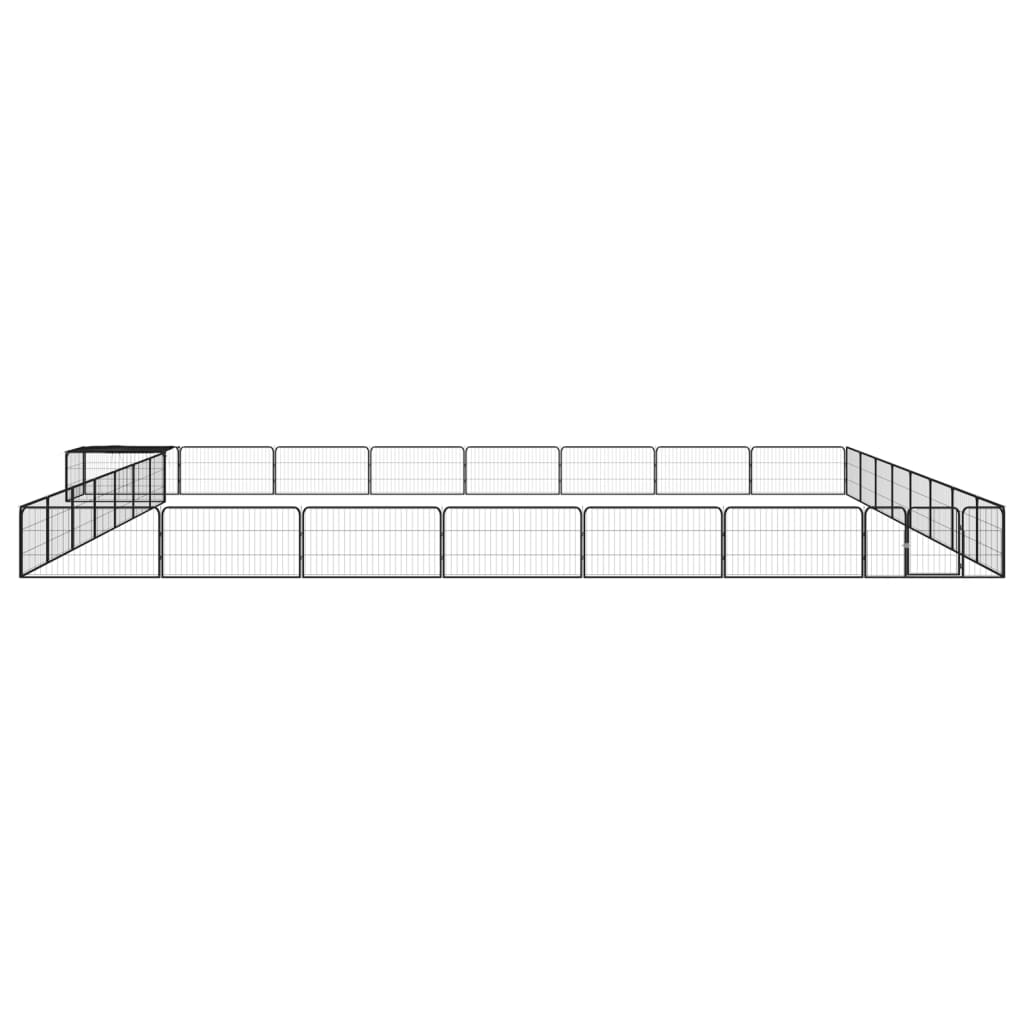 Vidaxl -Hund Kennel 32 Paneele 100x50 cm Pulver -Stahlschwarz