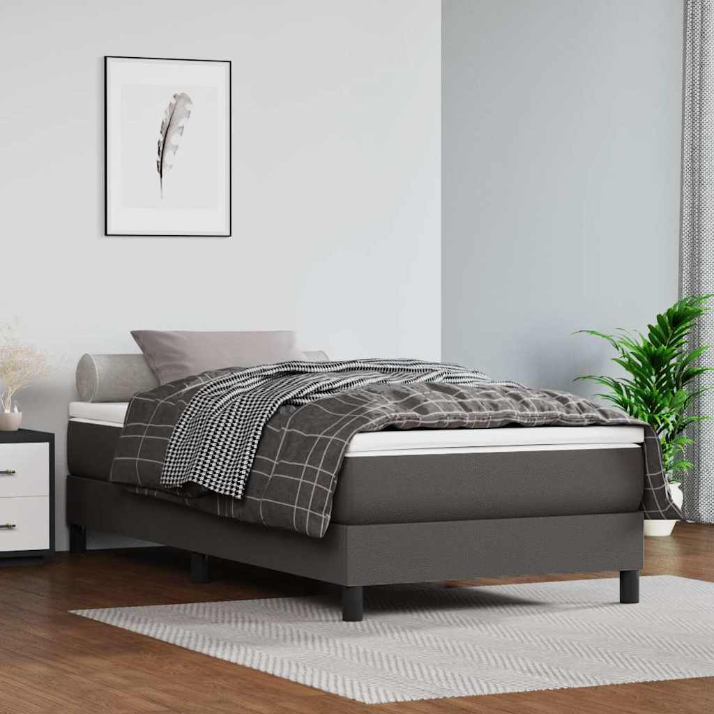 Vidaxl pocketveringmatras medium 80x200x20 cm kunstleer grijs