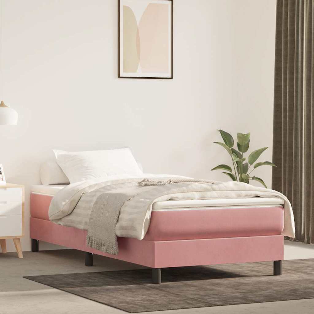 Vidaxl pocketveringmatras medium 90x200x20 cm fluweel roze